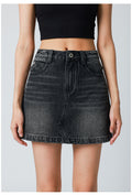 High-waisted pencil denim mini skirt