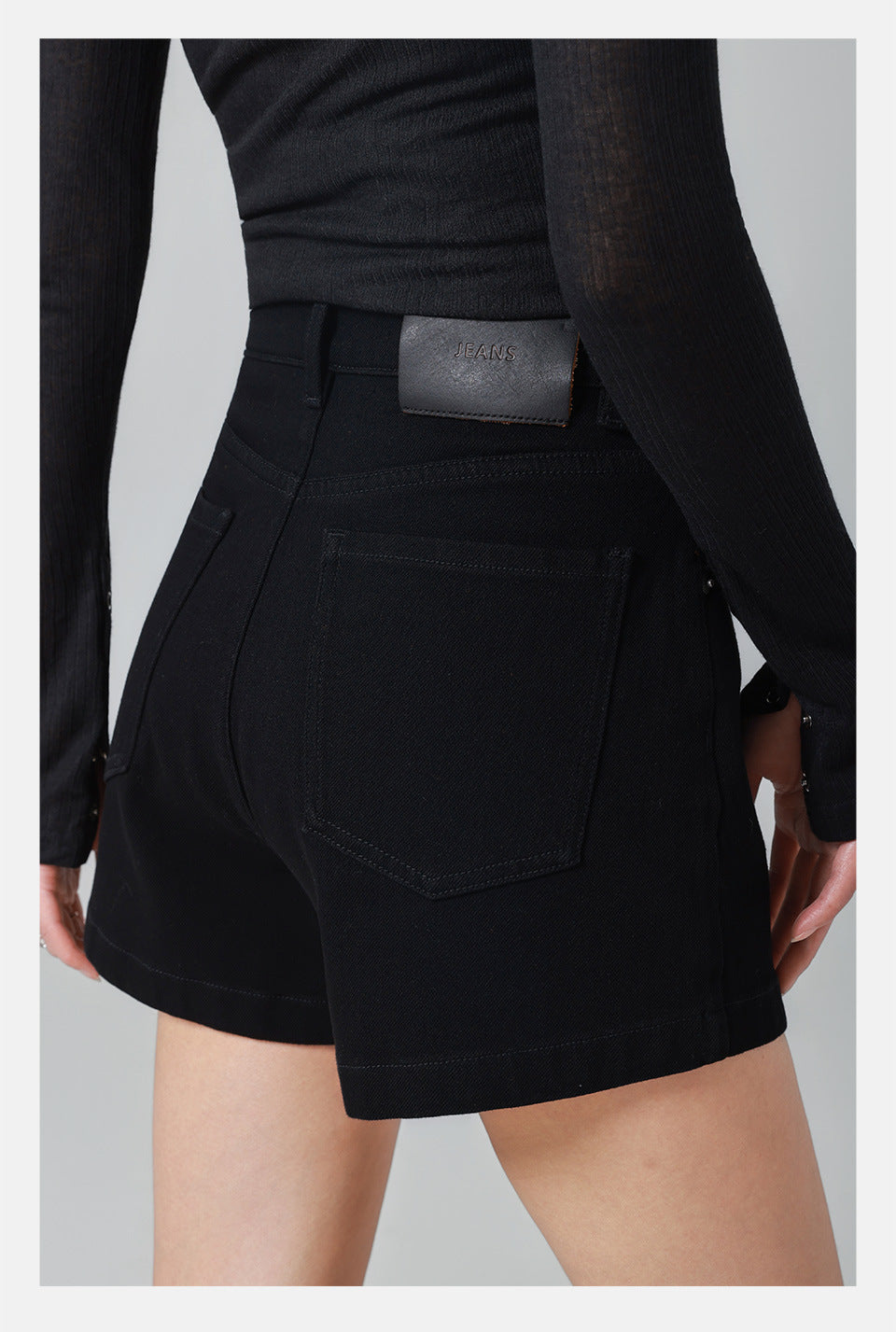 High-waisted denim shorts, comfortable and slimming