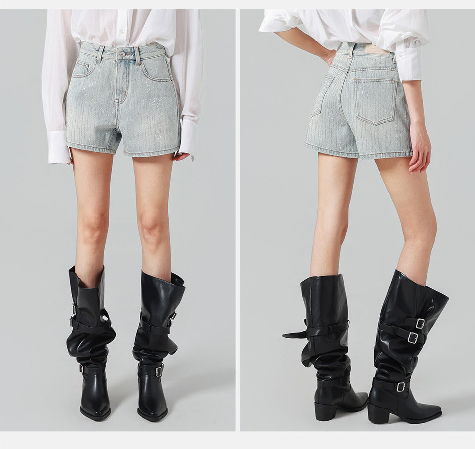 Stardust Rhinestone Denim Shorts