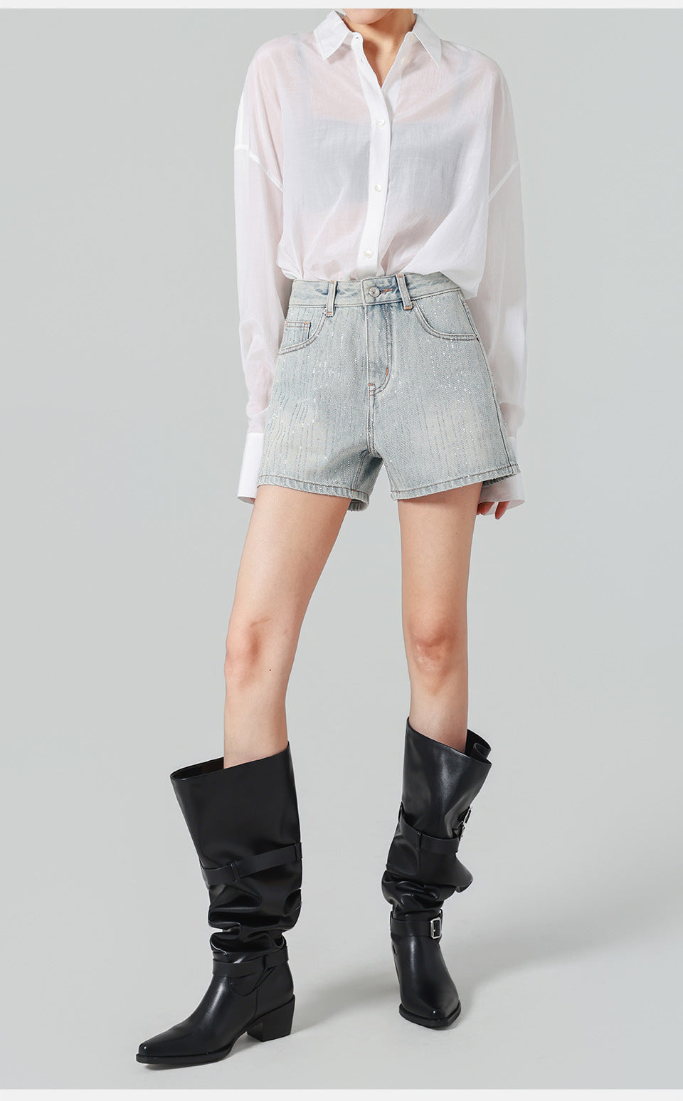 Stardust Rhinestone Denim Shorts