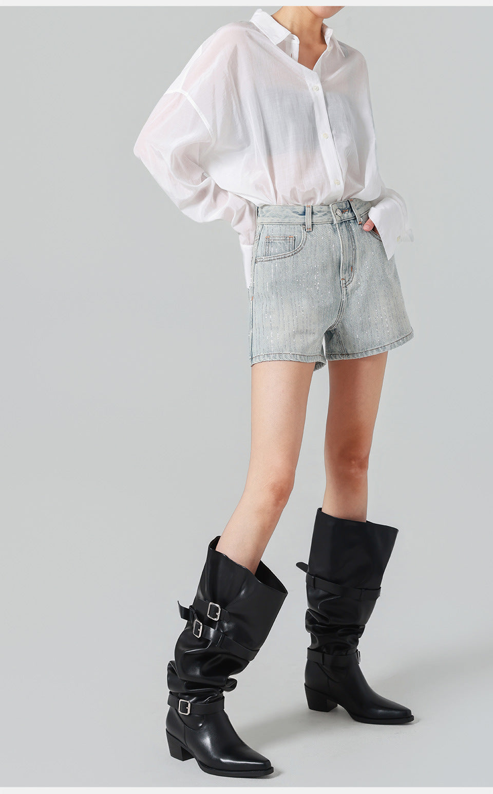 Stardust Rhinestone Denim Shorts